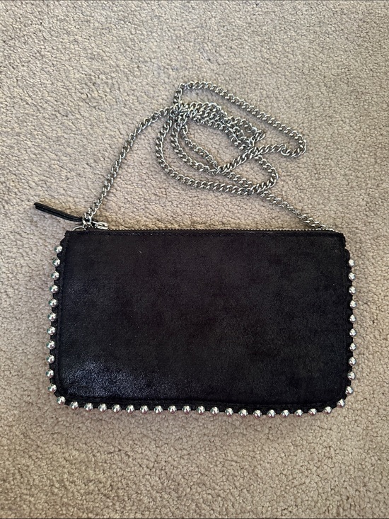 Zara Handbags - Zara Black Chain Crossbody Clutch with Stud Trim